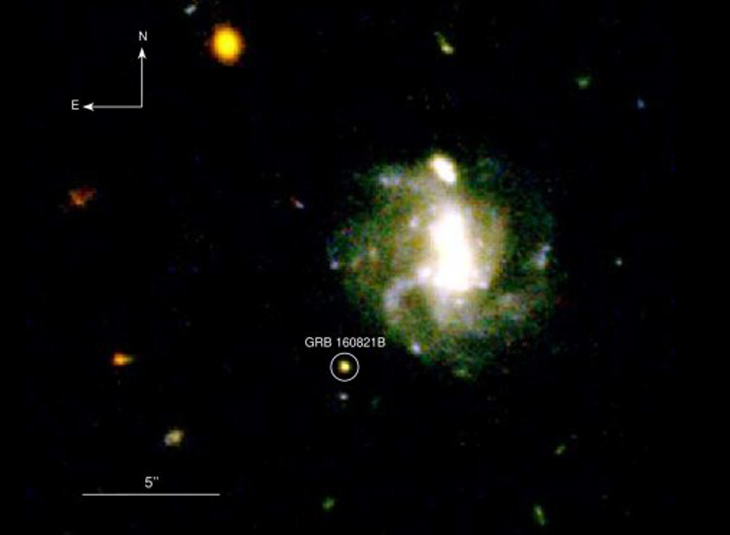 A distant stellar collision with the shine of precious metals